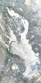Спутниковый снимок Онежского озера 2022-01-18