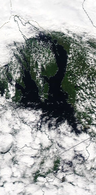 Спутниковый снимок Онежского озера 2022-06-15