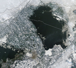 Спутниковый снимок Ладога, Финский залив 2023-01-21