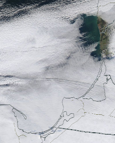 Спутниковый снимок  Куршский и Калининградский залив 2023-01-22